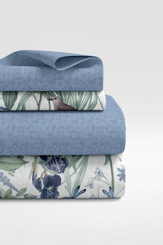 Juego de sábanas reversible de satén de algodón Jardin du paradis - Blanco