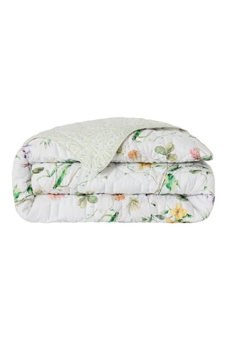 Colcha de satén de algodón Splendeur du printemps - Blanco