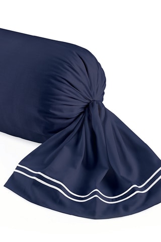 Funda de almohada de satén de algodón 79 hilos/cm² Cannes - Azul oscuro