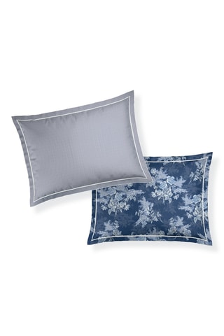 2 fundas de almohada de satén de algodón 79 hilos/cm² - Azul