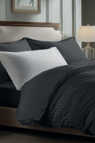 2 fundas de almohada de satén de algodón 79 hilos/cm² Dobby - Negro