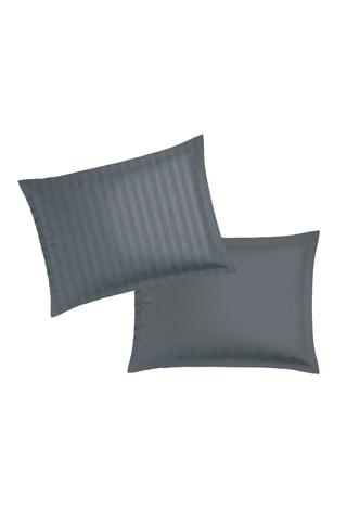 2 fundas de almohada de satén de algodón 79 hilos/cm² Dobby - Gris oscuro