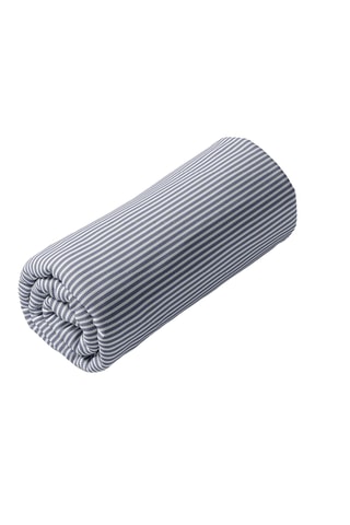 Sábana bajera de satén de algodón 79 hilos/cm² Liso - Blanco y azul claro