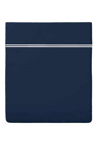 Sábana encimera de satén de algodón 79 hilos/cm² Cannes - Blanco y azul marino