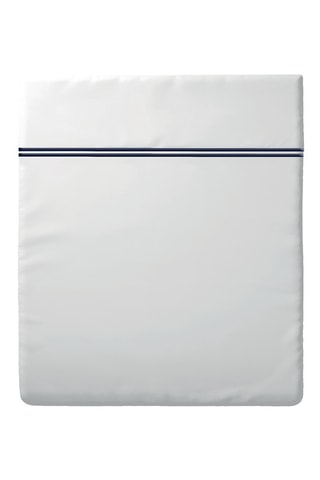 Sábana encimera de satén de algodón 79 hilos/cm² Cannes - Azul marino y blanco