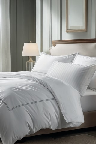 Sábana encimera de satén de algodón 79 hilos/cm² Cannes - Gris y blanco