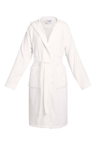 Albornoz de terciopelo con capucha Uni - Blanco