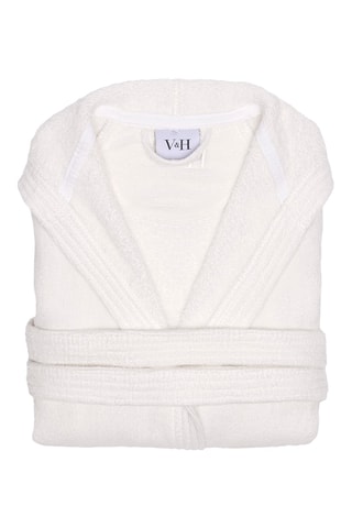 Albornoz de terciopelo con capucha Uni - Blanco