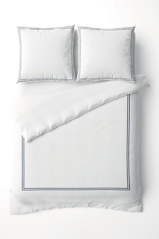 Juego de nórdico de satén de algodón 79 hilos/cm² Cannes - Azul oscuro y blanco