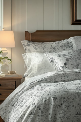 Juego de nórdico de satén de algodón 79 hilos/cm² - Blanco