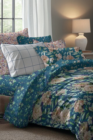 Juego de nórdico de satén de algodón 79 hilos/cm² - Azul cobalto