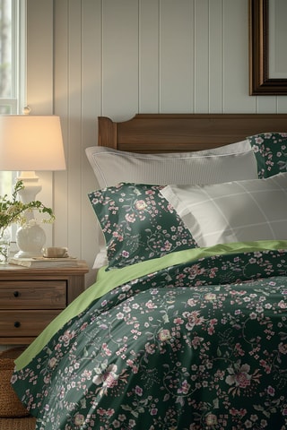 Juego de nórdico de satén de algodón 79 hilos/cm² - Verde oscuro