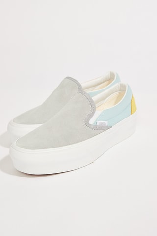 Slip-on plateformes en cuir - Bleu clair