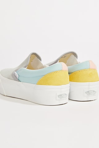 Slip-on plateformes en cuir - Bleu clair