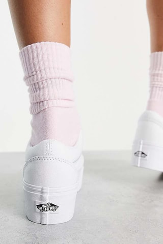 Baskets plateformes en cuir Old Skool Stackform - Blanc - Vans