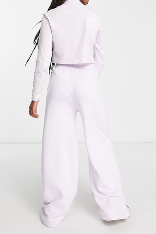 Pantalon wide legs polaire taille haute - Mauve