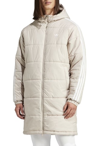 Doudoune longue à capuche Ecru