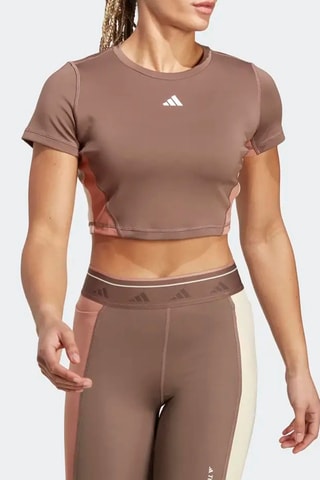Crop top d’entrainement Techfit Colourblock - Marron - Adidas