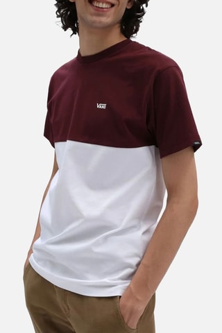 T-shirt Colourblock - Wit en Bordeauxrood