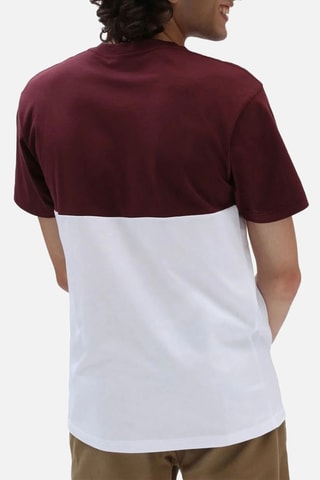 T-shirt Colourblock - Wit en Bordeauxrood