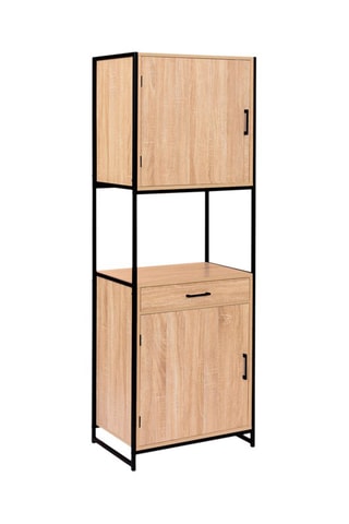 Aparador industrial de 2 puertas Memphis - Imitación madera y negro