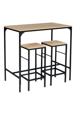 Mesa alta y 2 taburetes Pharell - Imitación madera y negro