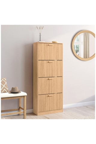 Zapatero de 4 puertas abatibles Faustine - 60 x 150 x 24 cm