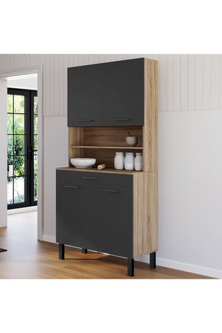Mueble de cocina Divino - Negro e imitación madera