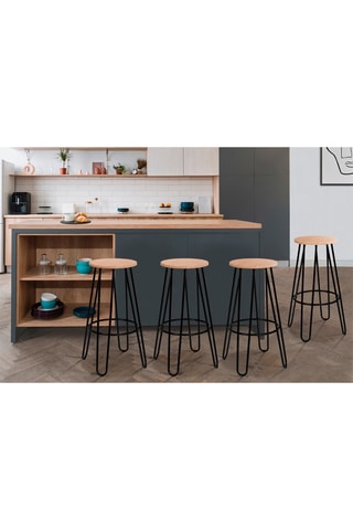 4 taburetes Missouri - Imitación madera y negro