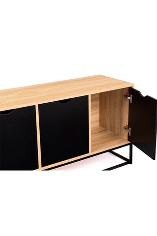 Aparador bajo de 3 puertas Manhattan - Imitación madera y negro