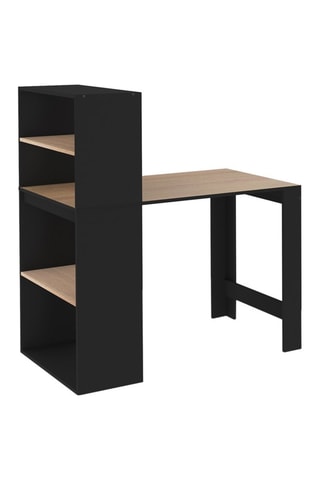 Escritorio estantería 2 en 1 Benny - Imitación madera y negro