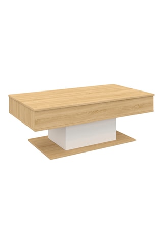Mesa de centro con tablero elevable - imitación madera y blanco