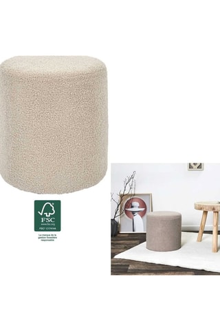 Puf Rhea - Gris - Textura de rizo