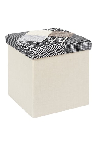 Puf plegable con arcón Patchwork - Gris