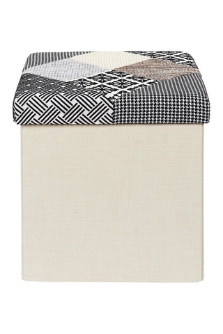 Puf plegable con arcón Patchwork - Gris