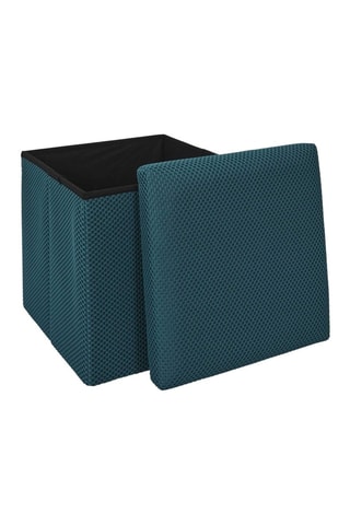 Puf con arcón Atome - Azul pato - De poliéster 