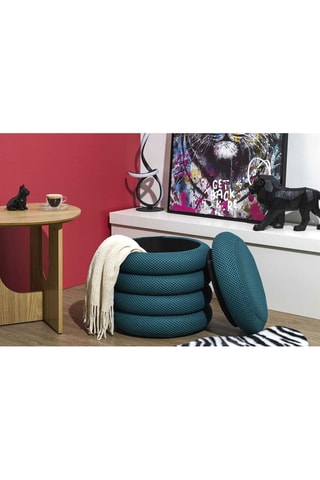 Puf con arcón Atome - Azul pato - De poliéster 