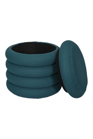 Puf con arcón Atome - Azul pato - De poliéster 