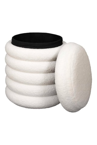 Puf con arcón Freya - Blanco - Tapizado de rizo