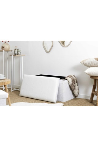 Banco plegable con arcón - Blanco - Tapizado de rizo