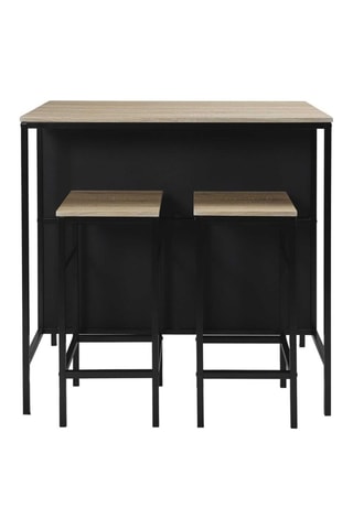 Mesa isla y 2 taburetes Loka - Marrón y negro