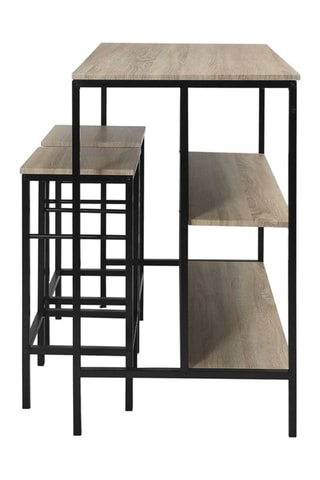 Mesa isla y 2 taburetes Loka - Marrón y negro