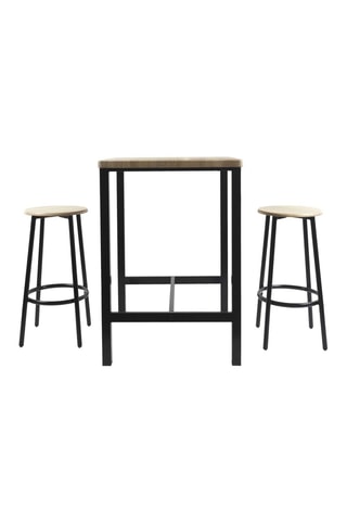 Mesa alta y 2 taburetes Loka - Imitación madera y negro