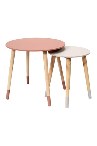 2 mesas encajables de madera y pino - 43 x 48 cm y 33 x 40 cm