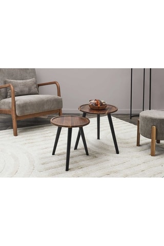 2 mesas encajables de madera de acacia y pino - Natural