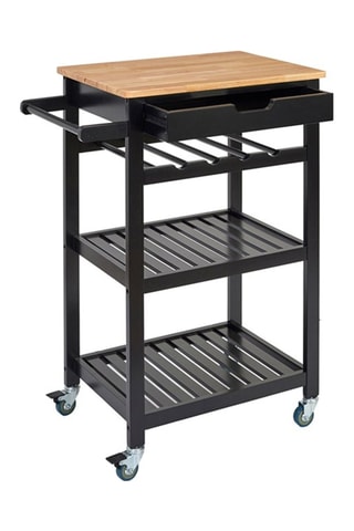 Mueble auxiliar con ruedas - Negro e imitación madera