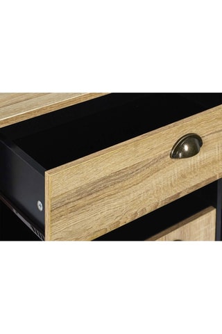 Mueble auxiliar 2 puertas - Imitación madera y negro