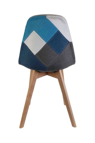 4 sillas Patchwork - Azul y natural