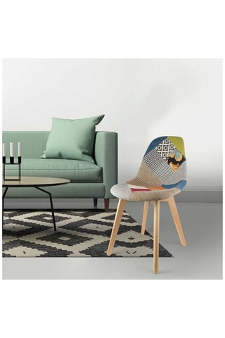 4 sillas Scandinave Patchwork - Multicolor y natural