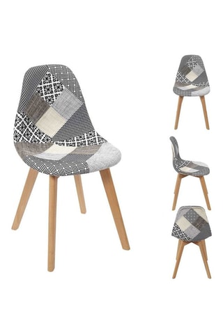 4 sillas Patchwork - Gris y natural